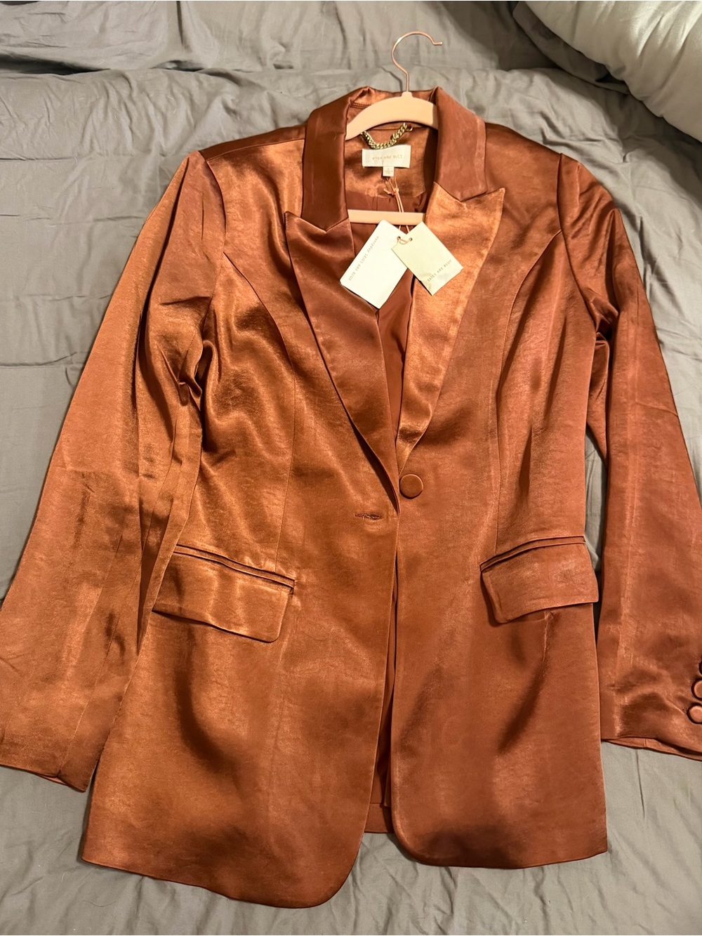 NWT - Skies Are Blue Satin Blazer NWT Copper Bronze SMALL
